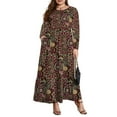 thumbnail image 6 of Mengpipi Women's Plus Size Casual Long Sleeve Crewneck Dress Flowy Tiered Loose Maxi Dress with Pockets 1X-5X, 6 of 6