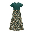thumbnail image 3 of OGLCCG Girls Summer Long Dress Short Sleeve Casual Holiday Modest Maxi Dress with Pockets Floral Printed T-Shirt Dress for 4-14 Years, 3 of 6