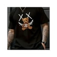 thumbnail image 1 of Men's Fashion Trend Pure Cotton Round Neck Casual T-Shirt Featuring a Playful Printed Bear Design for Modern Casual Wear, 1 of 7