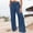 #0177-Navy, variant on Womens Beach Pants, Solid Elastic Waist Linen Blend Trousers, Casual Comfy Long Bottoms with Pockets, Vacation Summer Pants Gift