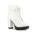thumbnail image 1 of Unique Bargains Bottines à Plateforme à Talon Épais à Lacets Pliables pour Femmes, 1 of 7