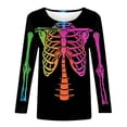 thumbnail image 4 of Women's Graphic Print Tee, Crew Neck 3/4 Sleeve Top, Fall Shirt for Halloween Casual Wear, 4 of 5