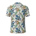 thumbnail image 2 of Daiia Dinosaurs And Leaves Pattern Men’s Polo Shirts,Solid Deck Shirt,Classic Fit, Breathable Cotton Polo for Casual and Sport Wear-Large, 2 of 7