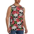 thumbnail image 2 of Kdxio Skull and Roses for Men's Muscle T-shirt,Sleeveless for Workout Running Athletic Gym Lounge Casual, 2 of 7
