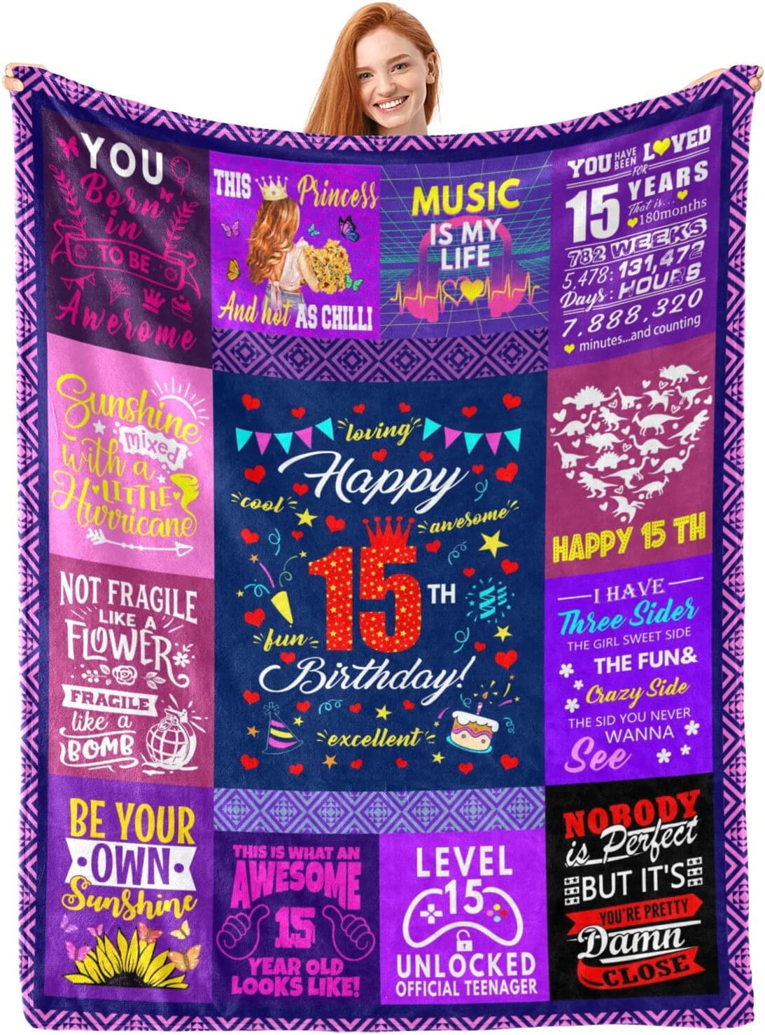 Peliny Chrid Quinceanera Gifts Blanket - 15 Year Old Girl Gifts for  Birthday - 15th Birthday Gifts for Teen Girls Throws 60X50 - 15th  Birthday
