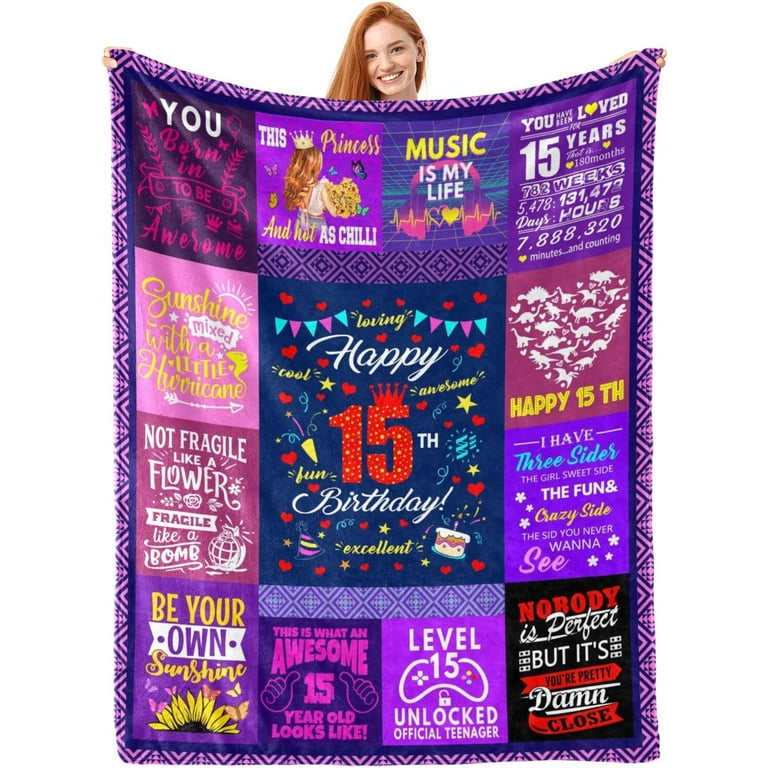 15 Year Old Girl Gifts Blanket for Birthday - Quinceanera Gifts Blanket -  15th Birthday Gifts for Teen Girls - 15th Birthday Decorations for Girls  Gift Ideas 40X50 
