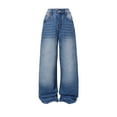 thumbnail image 1 of XASZHN Girls Jeans Wide Leg Baggy Denim Pants High Elastic Waisted Trousers Casual Kids Streetwear BU2 160, 1 of 5
