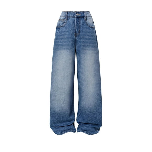 。 。,Jeans Girls Loose Jeans with Pockets Straight Leg Jeans High Waisted Wide Leg Jean for Girls 12-14 Years Girls Fashion