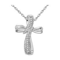 1/4 Carat (Ctw) Diamond Cross Pendant Necklace in 14K White Gold with Chain