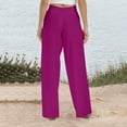 thumbnail image 5 of Maean Women's Wide Leg Loose Pants Cotton Linen Elastic High Waist Flowy Solid Color Comfy Pants with Pockets, 5 of 5