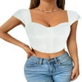 thumbnail image 1 of Hauts d'Été à Manches Courtes Basses pour Femmes Mode Décontractée Ajustée avec Boucle, 1 of 8