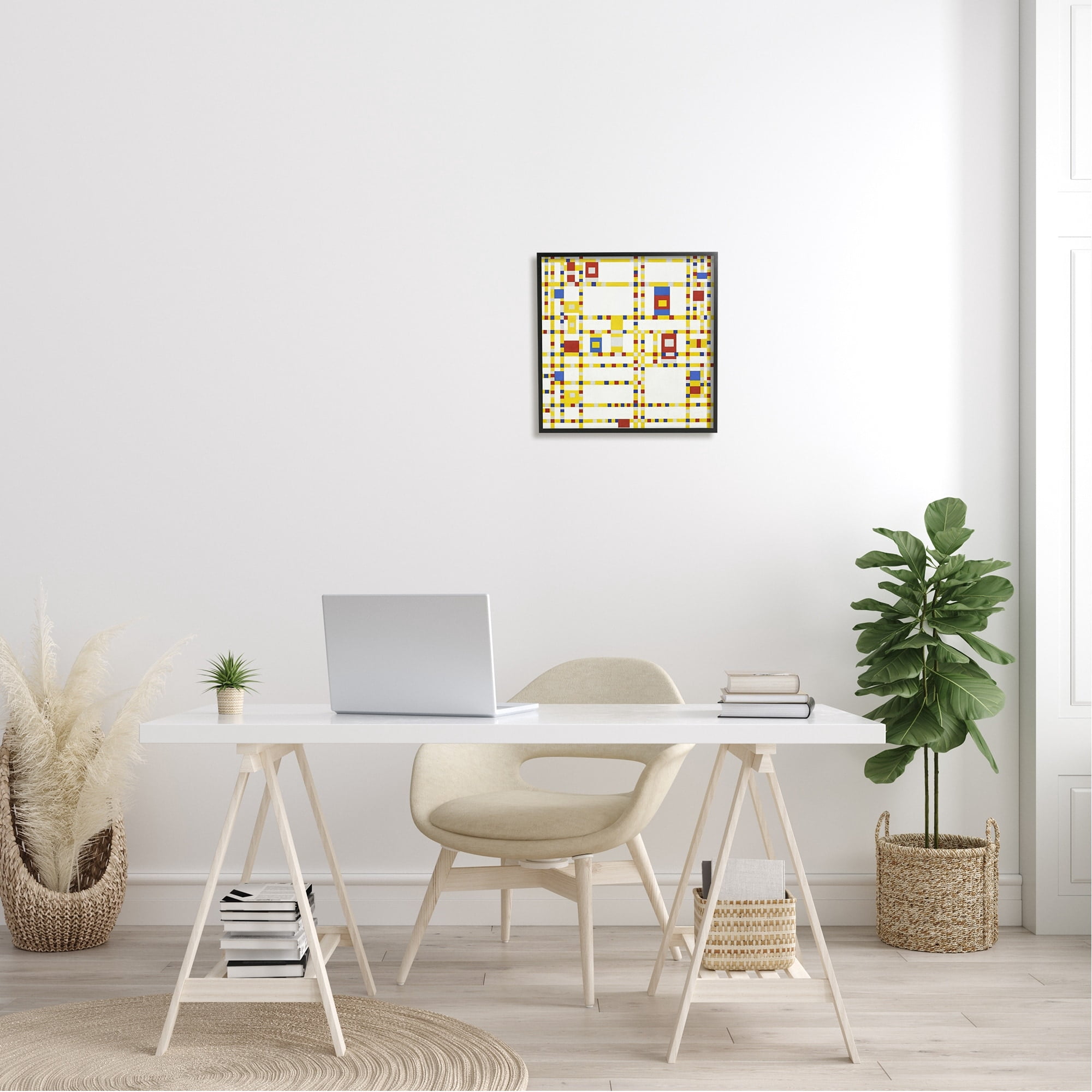 Stupell Industries Broadway Boogie Woogie Piet Mondrian Classic Abstract Painting Painting Black Framed Art Print Wall Art, Design by one1000paintings