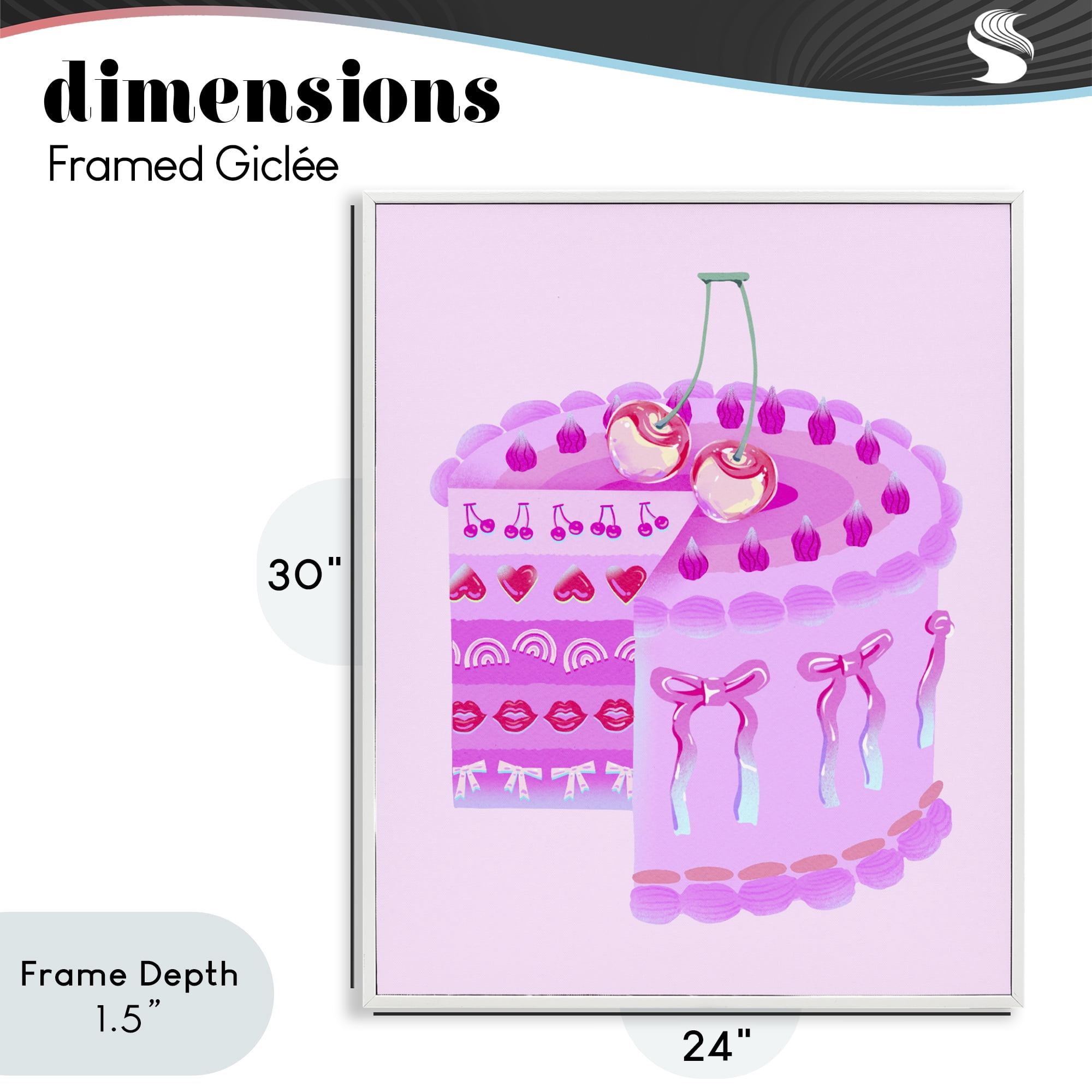 Stupell Industries Pastel Cherry Layered Cake White Framed Giclee Art, design by Ziwei Li