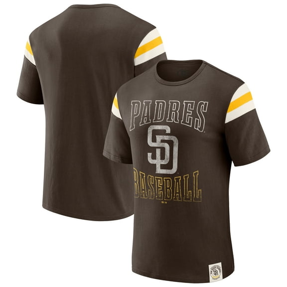 Men's Darius Rucker Collection by Fanatics Brown San Diego Padres Distressed Sleeve Stripe T-Shirt