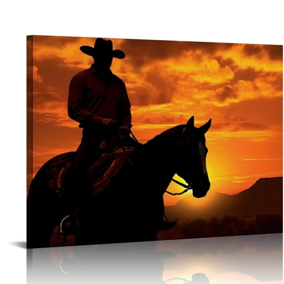 EastSmooth  Cowboy Canvas Wall Art,Western Wall Decor,Cowboy Wall Art,Country Room Decor,Cowboys Poster Wall Decor,Framed