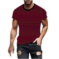 thumbnail image 2 of Awdenio Mens T-shirt Casual Stripe Print Short Sleeve Round Neck Fashion Shirt Top Breathable Summer Clothing for Everyday Wear, 2 of 5