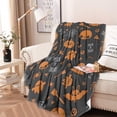thumbnail image 2 of Trick or Treat Halloween Pattern Round Blanket,Comfortable Soft Flannel Throw Blanket,All Season,Warm Lightweight Blankets for Sofa Bed Couch Living Room Chair 47"x47", 2 of 5