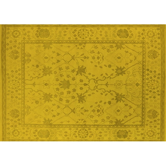 Ahgly Company Machine Washable Indoor Rectangle Oriental Yellow Industrial Area Rugs, 5' x 7'