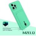 thumbnail image 5 of Silicone Wallet iPhone 13 Pro Max Case, Card Holder Camera Protection Cover for iPhone 13 Pro Max + Screen Protector, Card Slot Case Compatible with iPhone 13 Pro Max Phone Case -Green, 5 of 14