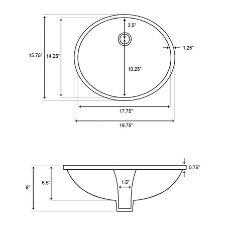 - 19.75-in. W X 15.75-in. D Oval Undermount Sink In Biscuit Color