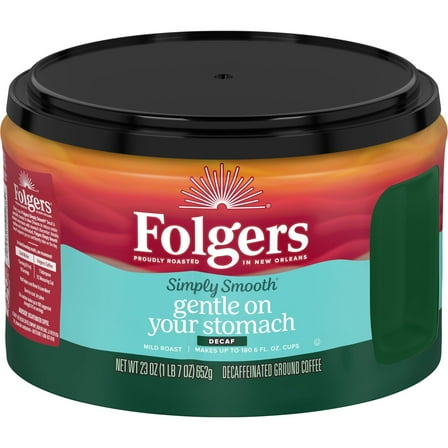 Folgers Simply Smooth Decaf Ground Coffee, 23 oz Canister