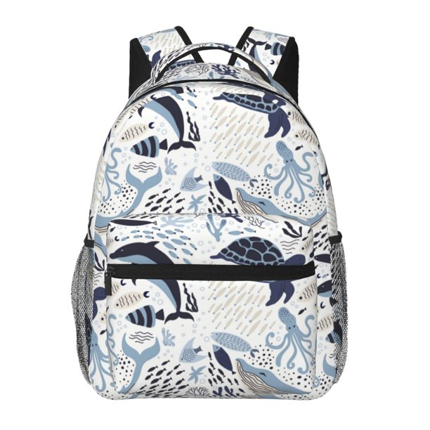 Easygdp Sea Animal Mochila Ergonómica Versátil para Laptop - Múltiples Bolsillos, Correas Ajustables, Unisex para Escuela, Viajes y Actividades al Aire Libre-One Size