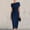 Navy off shoulder bodycon midi dress a1, variant on Women's Off Shoulder Short Sleeve Bodycon Midi Dress Ruched Elegant Slim Formal Party Cocktail Holiday Dresses, Black XL