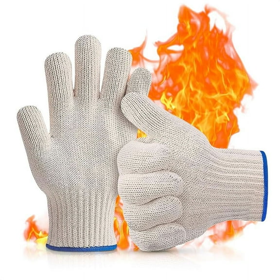 ZDWQFA Barbeque White Fabric Oven Mitts (2 Count)