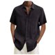 thumbnail image 1 of Designer Spring Summer Men's Casual Cotton Linen Solid Color Short Sleeve Shirts Loose Shirts 2XL, 1 of 4