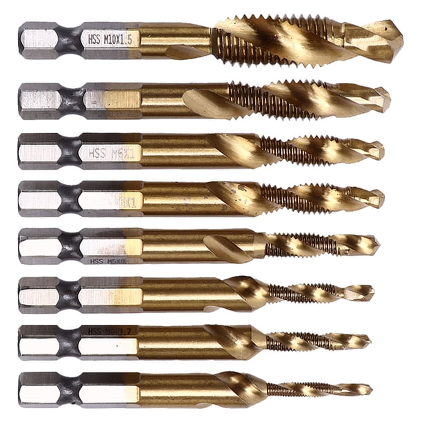 Broca de macho de roscar de acero de alta velocidad, 8 piezas Grifo de flauta en espiral Grifo de combinación en espiral Grifo de flauta en espiral Ultra sensible VoborMX herramienta