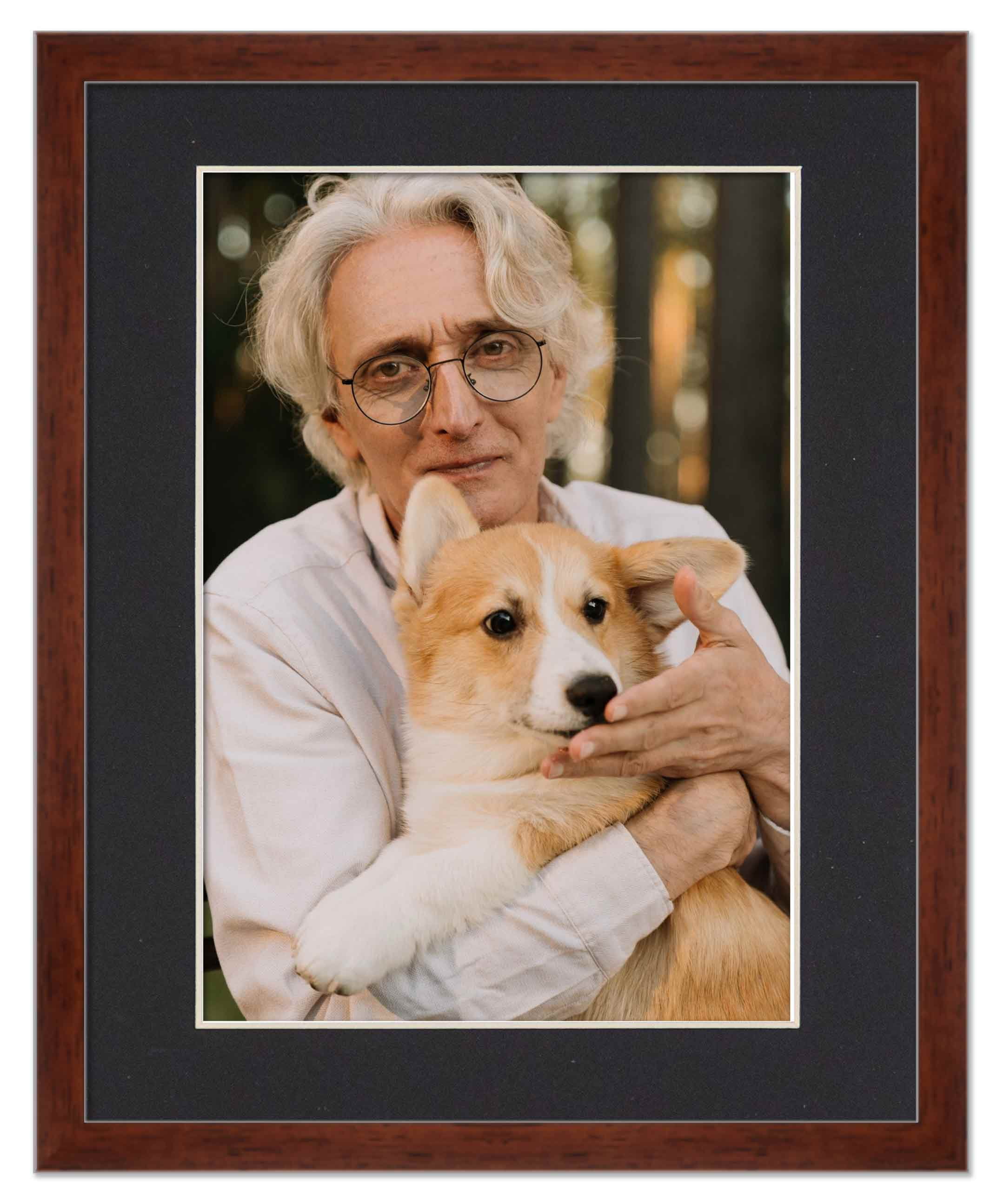 12x18 Frame Walnut With White Picture Mat For 12x18 Photo - Walnut 18x24 Frame To Display Print or