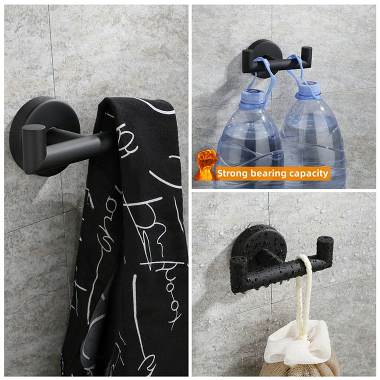 1 Pack Towel Hooks for Bathroom Matte Black Wall Mount Robe Hook Double  Towel Hook Towel Holder for Kitchen Bathroom Hallway Toilet Pool for  Hanging