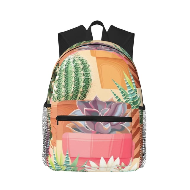 Disketp Succulent And Cactus Mochila Ligera Clásica con Múltiples Bolsillos, Mochila Casual para Hombre y Mujer, Ideal para Escuela, Trabajo y Viajes