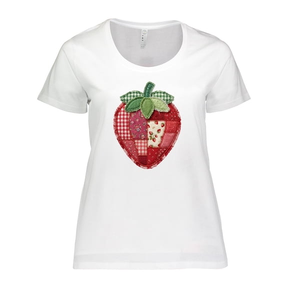 Inktastic Patchwork Strawberry Design Women's Plus Size T-Shirt