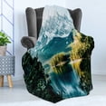 thumbnail image 4 of Landscape Soft Flannel Fleece Throw Blanket, Mountain Lake in Northern Germany Frozen Peaks Water Winter Season Life, Cozy Plush for Indoor and Outdoor Use, 70" x 90", Green White, by Ambesonne, 4 of 5