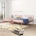 thumbnail image 2 of VECELO Set of 2 Twin Size Metal Platform Bed Frame with Headboard and Footboard, No Box Spring Needed, Easy Assembly, Pink, 2 of 8