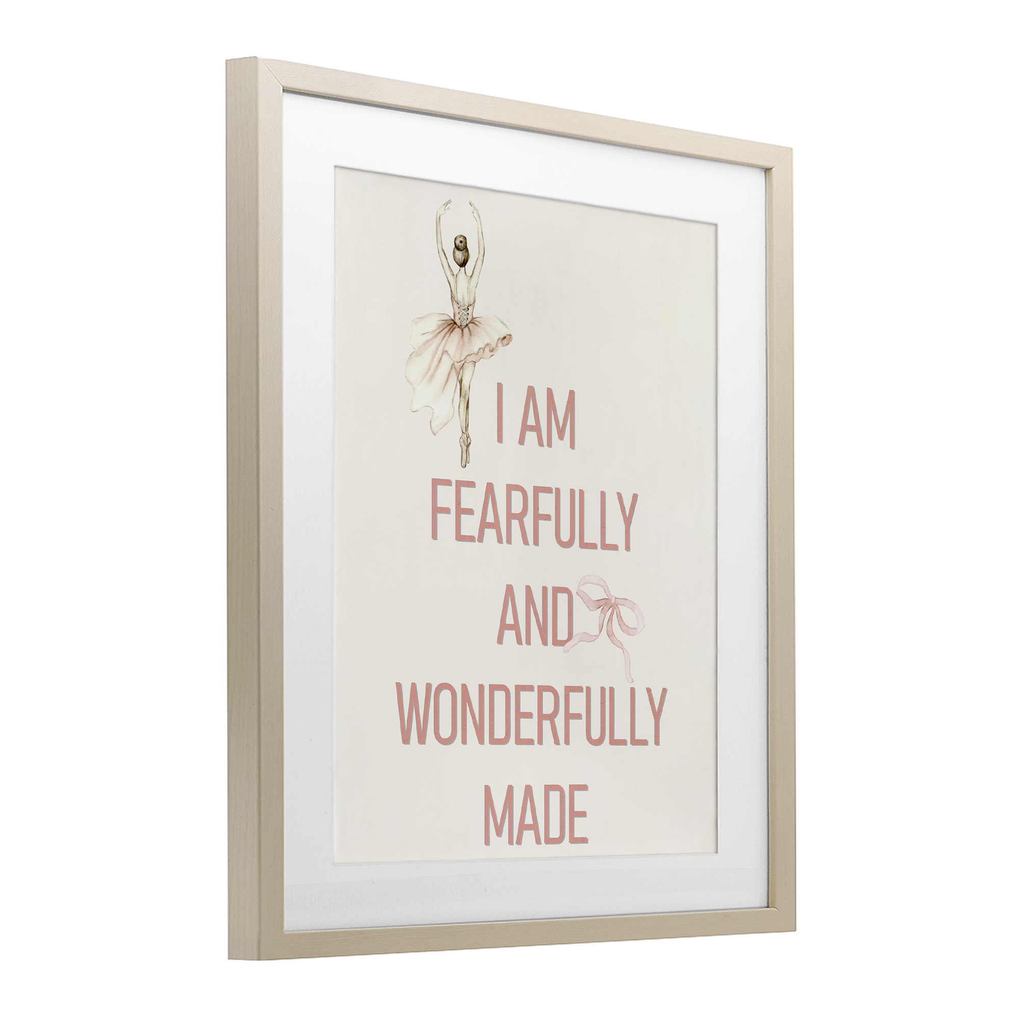 Wonderfully Made Ballerina Birch Framed Print Under Glass, design by Kim Allen