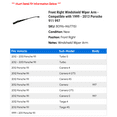thumbnail image 2 of Front Right Windshield Wiper Arm - Compatible with 1999 - 2013 Porsche 911 997 2000 2001 2002 2003 2004 2005 2006 2007 2008 2009 2010 2011 2012, 2 of 2