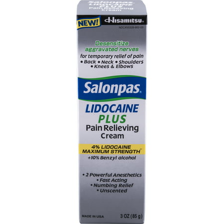 Salonpas Lidocaine Plus Pain Relieving Cream, 3 Oz