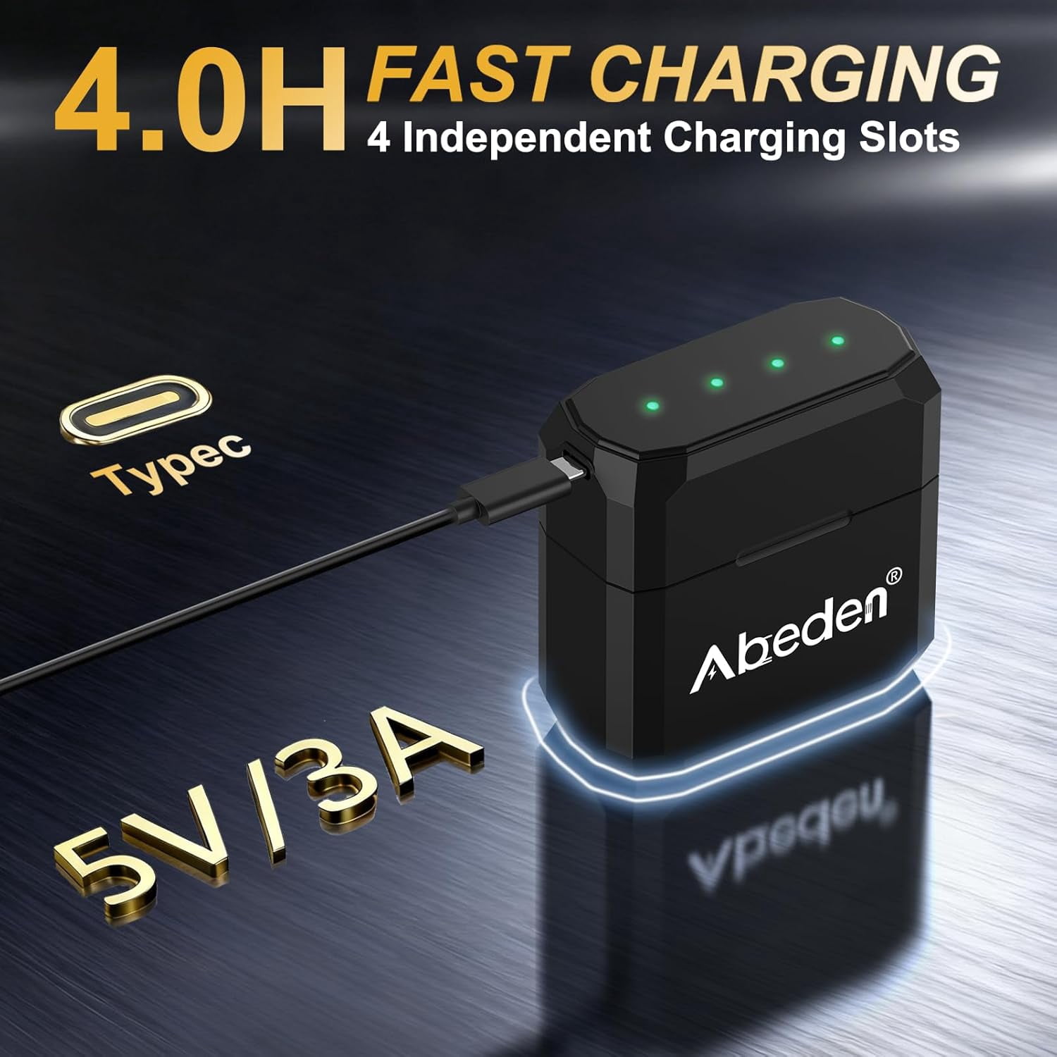 Abeden Rechargeable AA Batteries with Fast Charger, 4Pack 3500mWh 1.5V Lithium Double A Batteries,High Capacity,2000+ Cycles Long-Lasting,Black