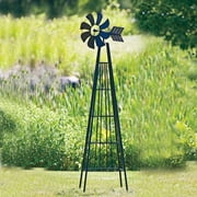Panacea 72 In. Metal Garden Obelisk Outdoor Trellis, Decorative Windmill for Climbing Plants, Vines, and Flowers