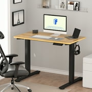 ACTIVESIT 48"x30" Home Office Height Adjustable Standing Desk with Hooks, Ergonomic Electric 2-Stage Stand Up Computer Desk, Black and Maple