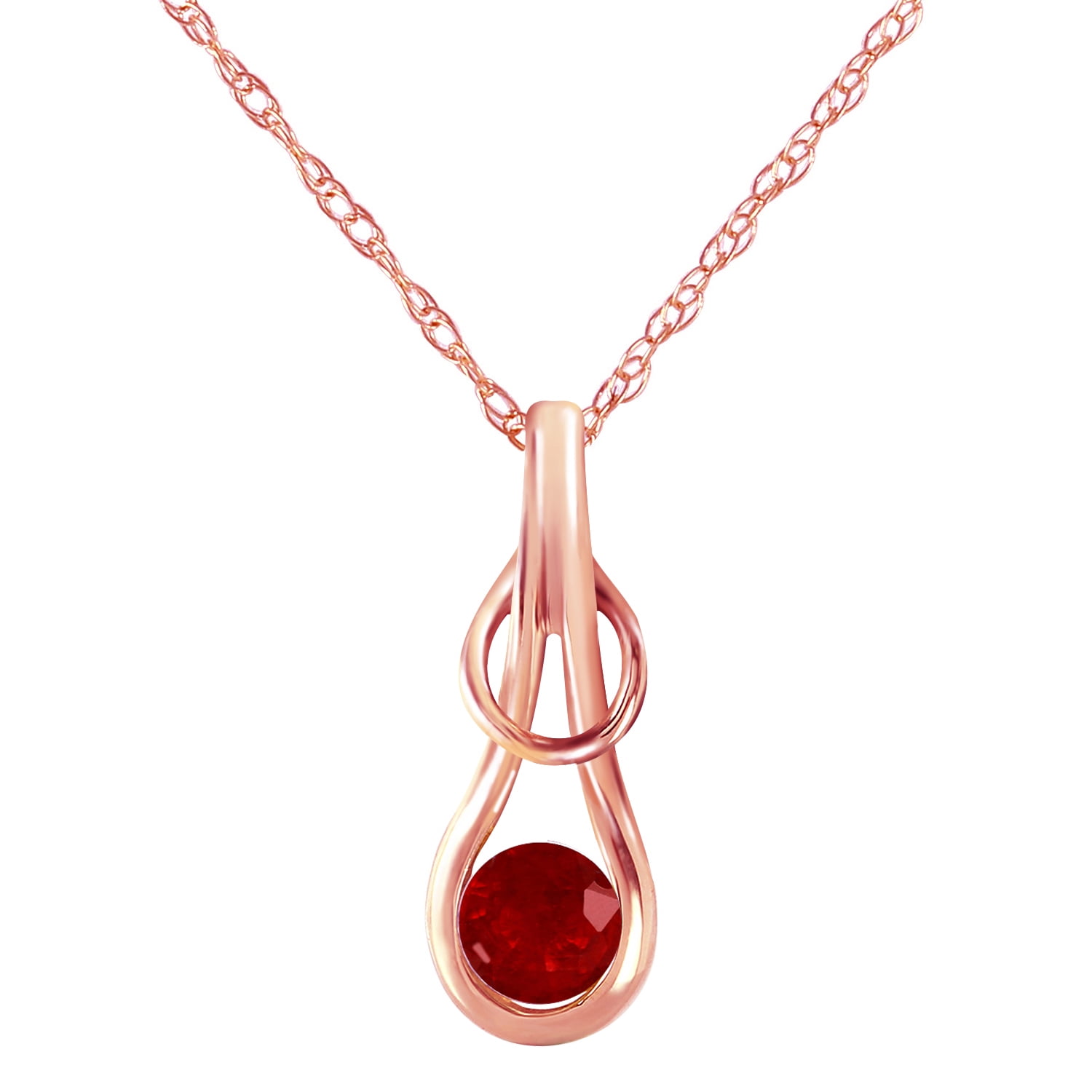 Galaxy Gold 14K Solid Gold 0.65 Carat Natural Ruby Pendant Necklace for Women - Rose Gold Fine Jewelry