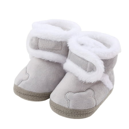 

Dewadbow Baby Cute Thickened Plush Boots Flat Shoes Infant Girls Boys Shoes