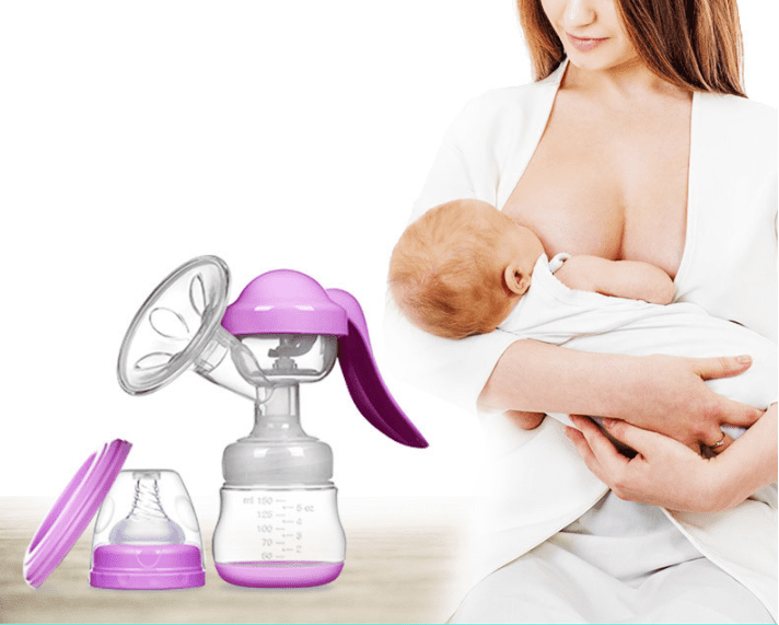 Portable Manual Breast Pump with Lid BPA-Free Breastpump Ergonomic Swivel Handle for Hands Free Breast Feeding 1pc 