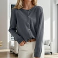 thumbnail image 2 of Women's Classic Crew Neck Button - Collar Cardigan Sweater - Polyester, Loose Fit, Suitable for Autumn and Winter, Machine Washable, 2 of 4