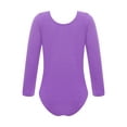 thumbnail image 2 of Sxiwei Girls Fleece Lined Bodysuit Long Sleeve Ballet Leotard Kids Dance Undergarment Thermal Purple 140, 2 of 7