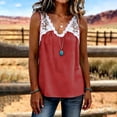 thumbnail image 5 of QUNYINEY Women Tank Tops Colorblock Cotton Linen Summer Tops Loose Fit V Neck Sleeveless Casual Lace Tshirts Shirts for Women, 5 of 6