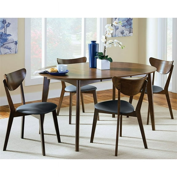 Bowery Hill 5 Piece Oval Dining Set in Dark Walnut and Black