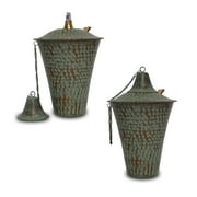 Legends International Kona Style Tabletop Tiki Torch Hammered Patina - 2 Pack